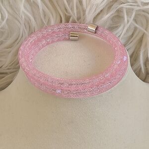 Touchstone Crystal by Swarovski- Pink Mesh Bracelet- Excellent Condition